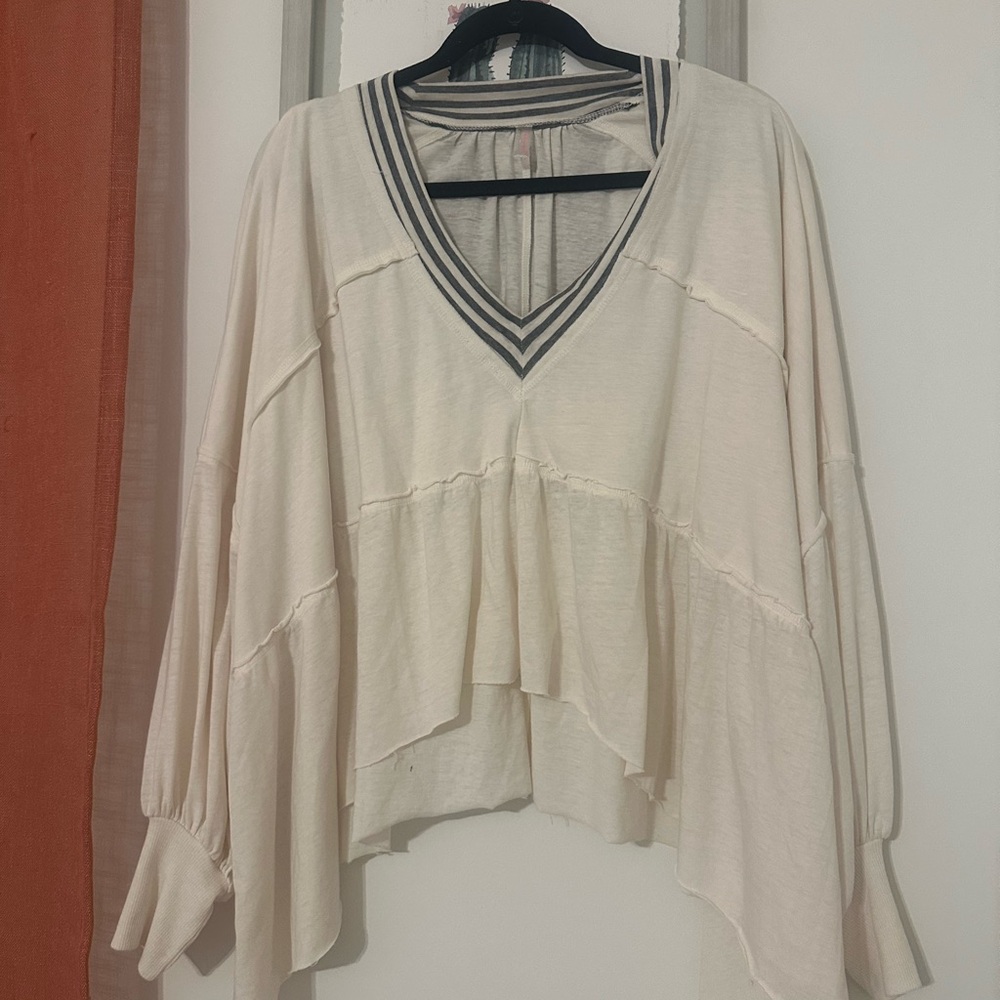 FP Movement by Free People Cream V-Neck Blouse